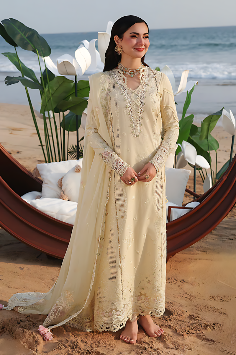 Pakistani Sahil by Qalamkar Lawn Unstitched Three Piece - Desert Sand