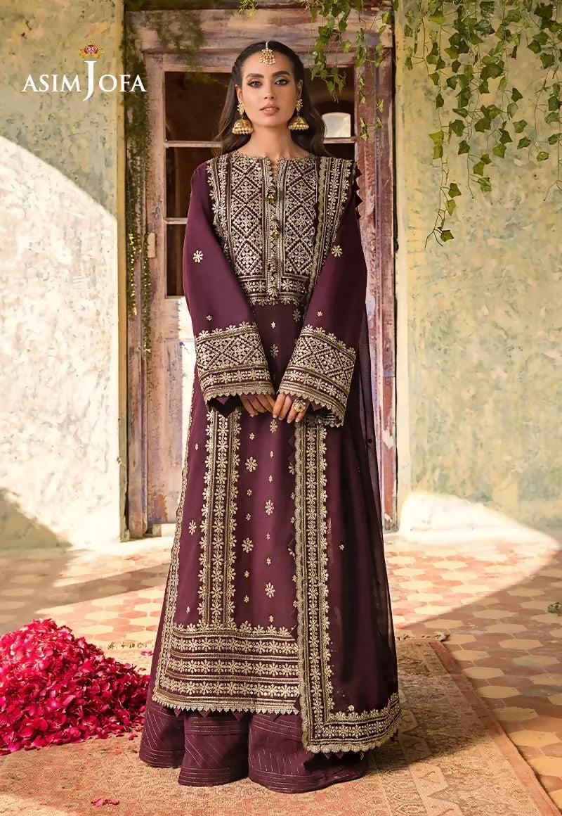 Pakistani Asim Jofa Embroidered Lawn Unstitched Three Piece - Lotus