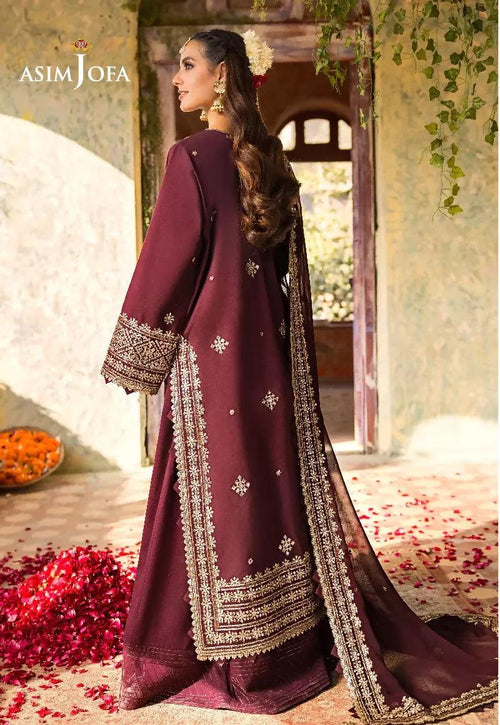 Pakistani Asim Jofa Embroidered Lawn Unstitched Three Piece - Lotus