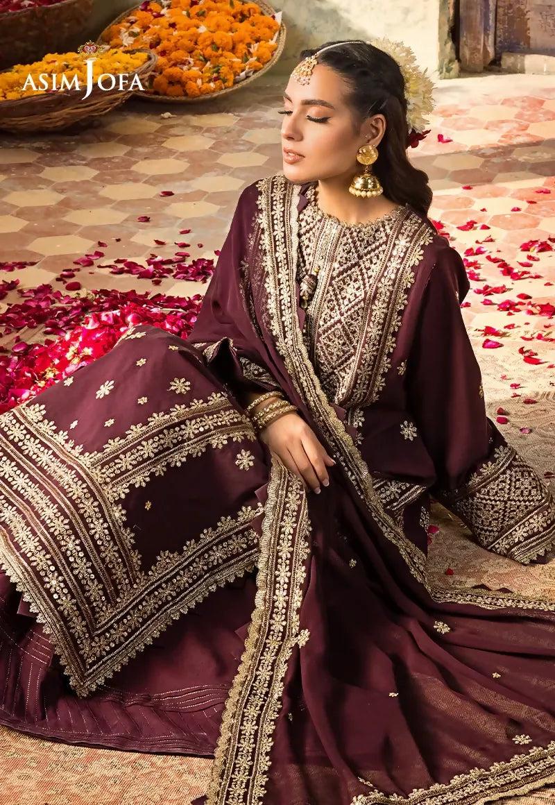 Pakistani Asim Jofa Embroidered Lawn Unstitched Three Piece - Lotus
