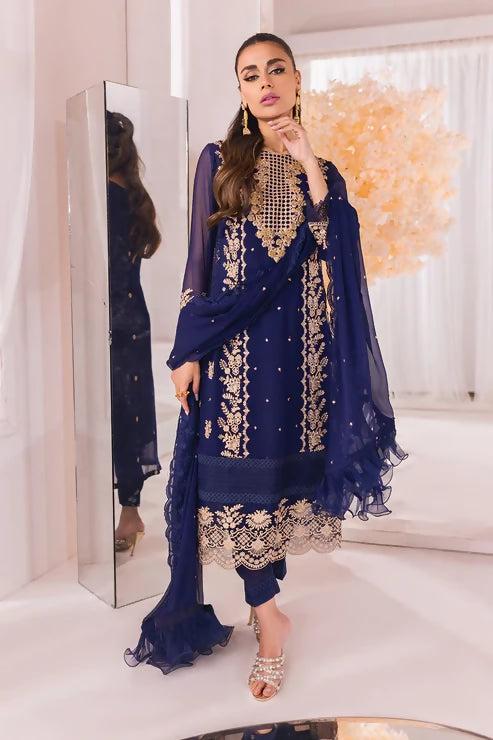 Pakistani Azure Luxe Embroidered Unstitched Chiffon Three Piece – Eden Dew