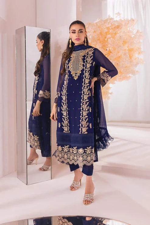 Pakistani Azure Luxe Embroidered Unstitched Chiffon Three Piece – Eden Dew