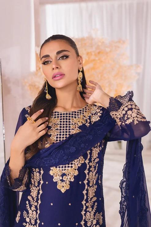 Pakistani Azure Luxe Embroidered Unstitched Chiffon Three Piece – Eden Dew