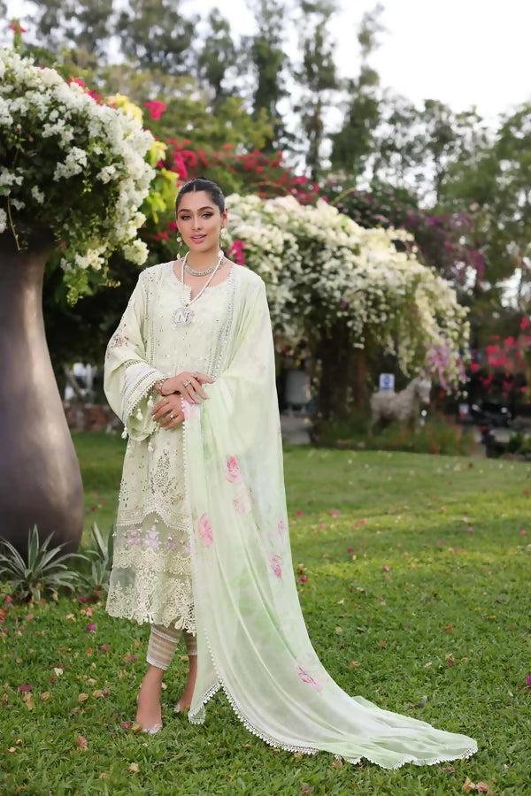 Pakistani Noor Mint Schifli Block Unstitched Three Piece