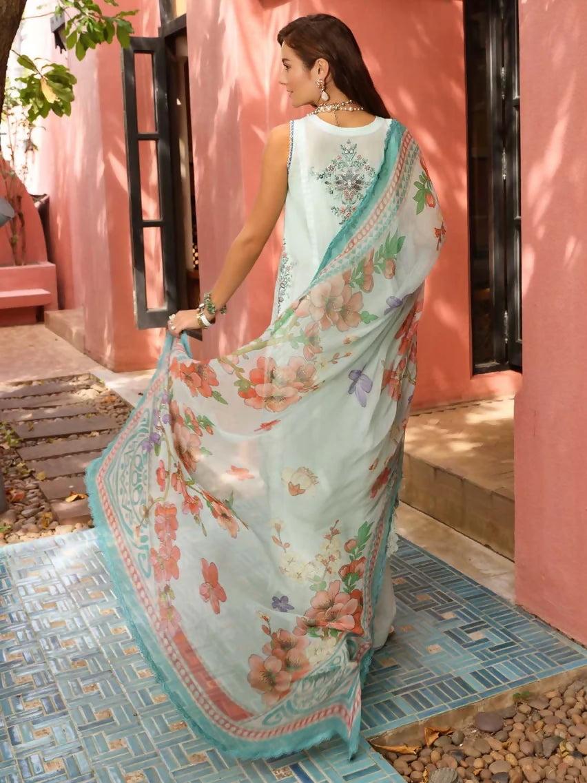 Pakistani Noor Unstitched Lawn Silver Chalice Three Piece