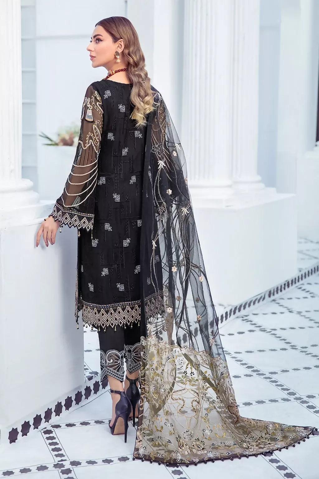 Pakistani Ramsha Embroidered Luxury Chiffon Unstitched Three Piece - Mirage