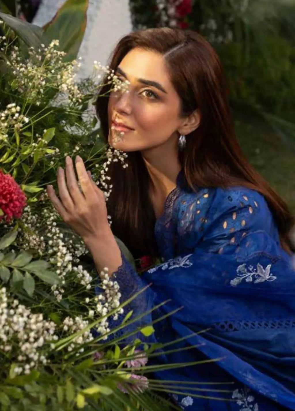 Pakistani Sobia Nazir Unstitched Elegant Blue Three Piece