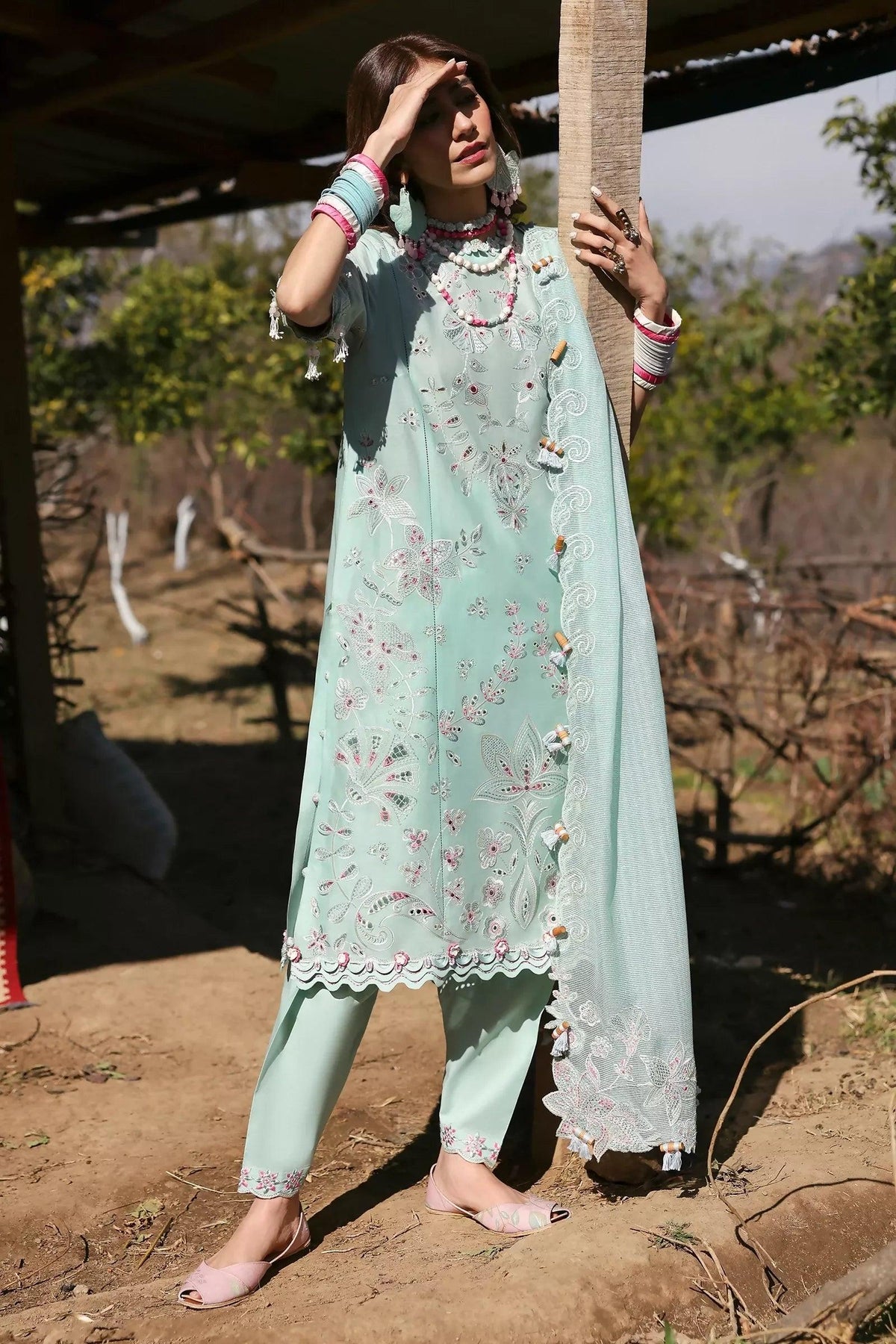 Pakistani Zaha Unstitched Lawn Aabroo Three Piece