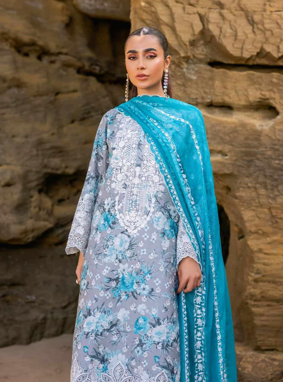 Pakistani Zainab Unstitched Geyser Three Piece
