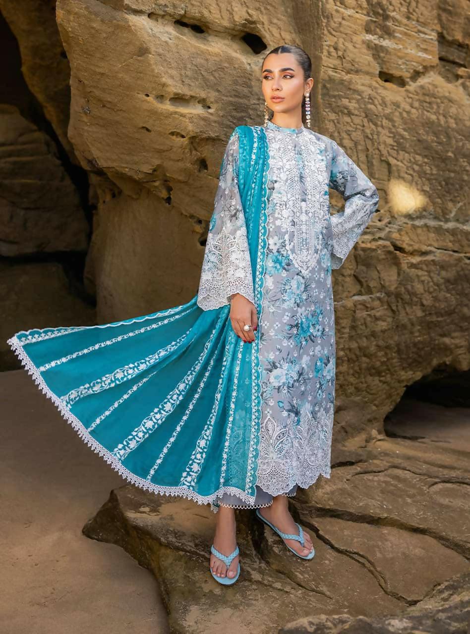 Pakistani Zainab Unstitched Geyser Three Piece