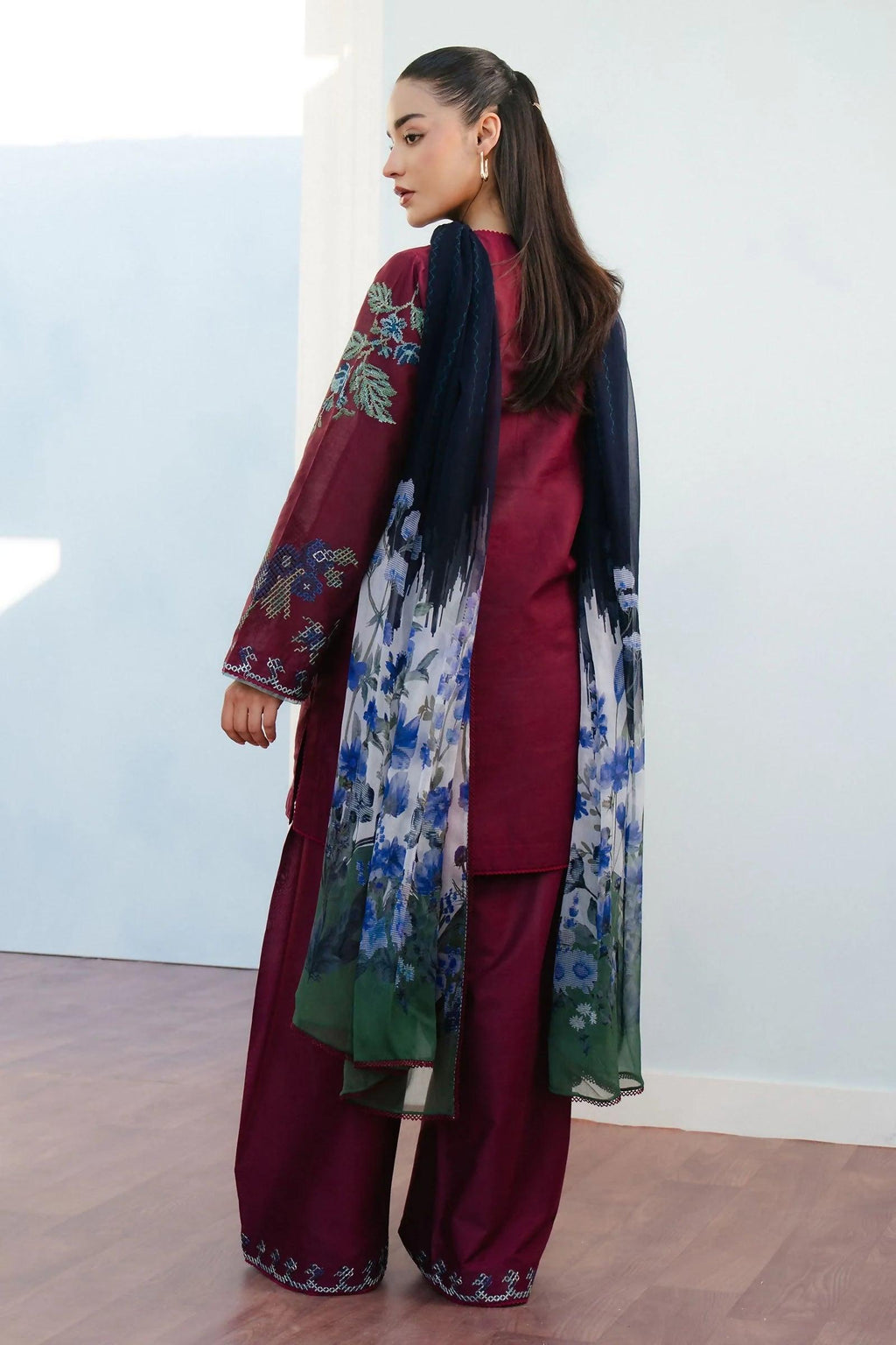 Pakistani Zara Shahjahan Embroidered Unstitched Lawn Three Piece - Freya