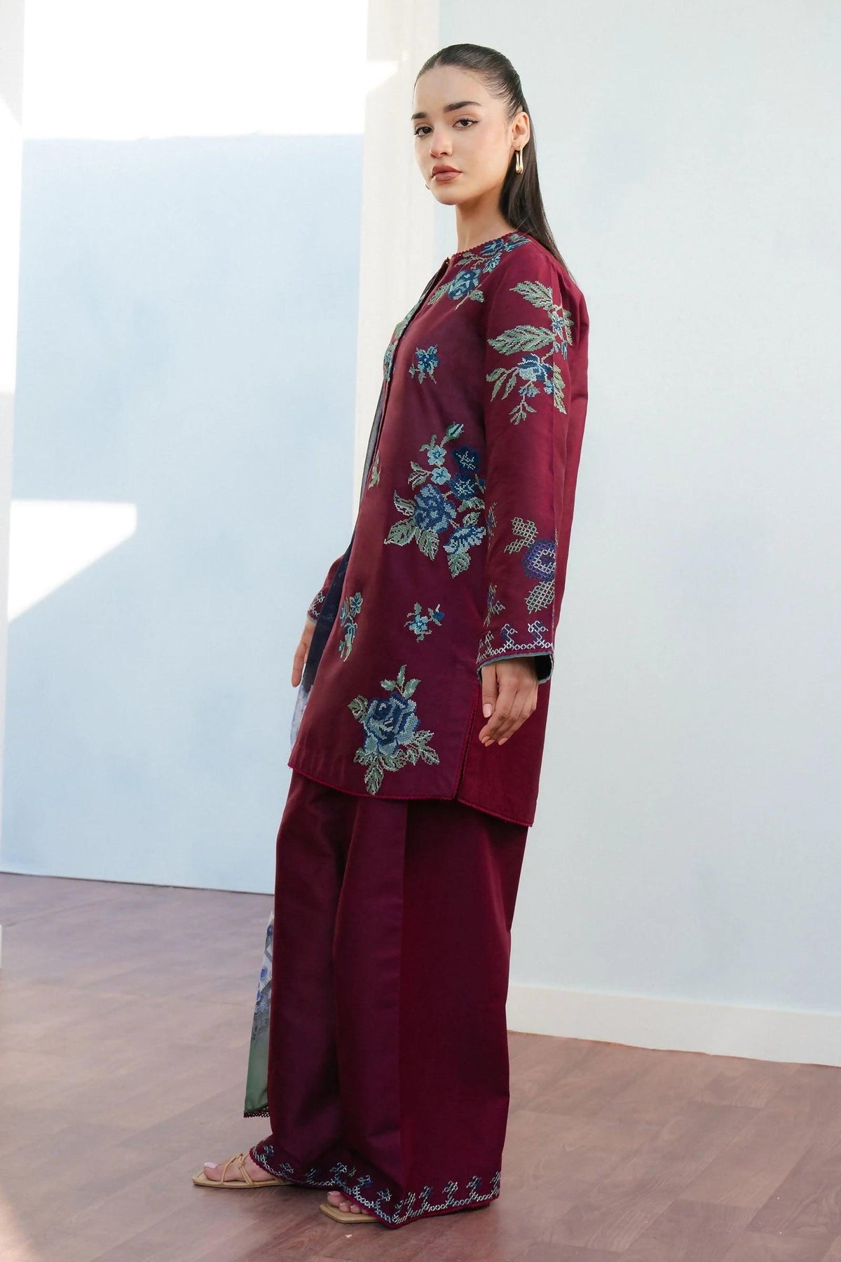Pakistani Zara Shahjahan Embroidered Unstitched Lawn Three Piece - Freya