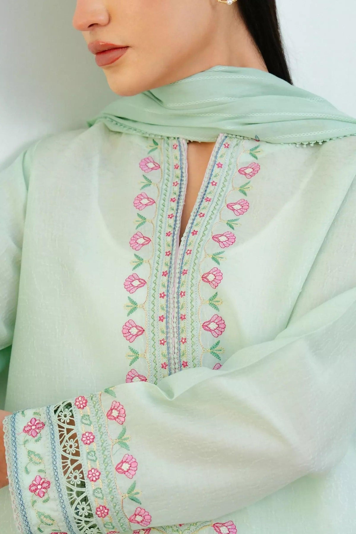 Pakistani Zara Shahjahan Embroidered Unstitched Lawn Three Piece - Indi