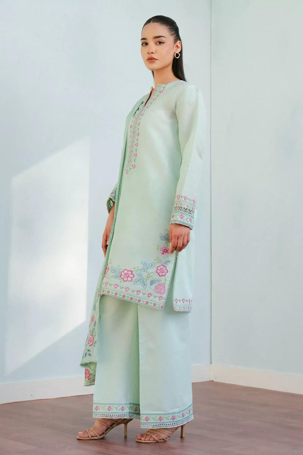 Pakistani Zara Shahjahan Embroidered Unstitched Lawn Three Piece - Indi