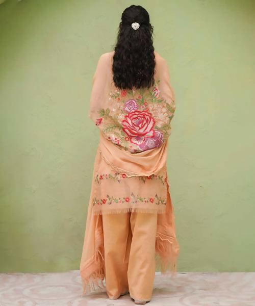 Pakistani Zara Shahjahan Unstitched Pinkish Tan Three Piece