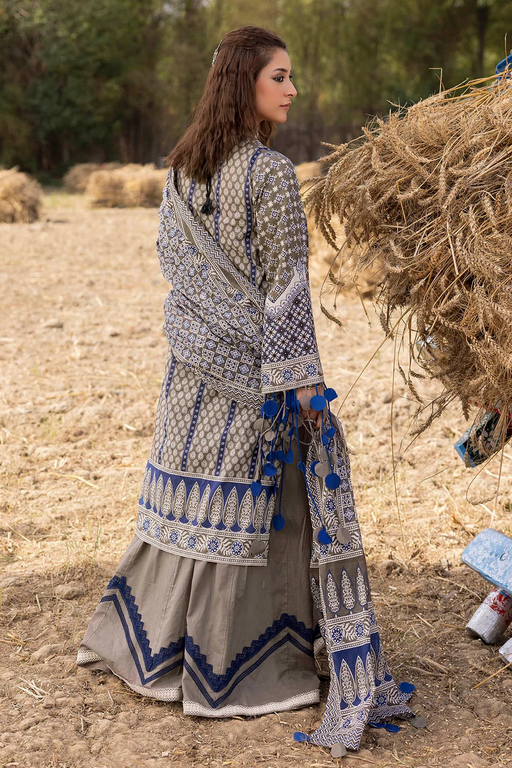Pakistani Ajrak by Gul Ahmed Printed Unstitched Lawn Three Piece - Hemp