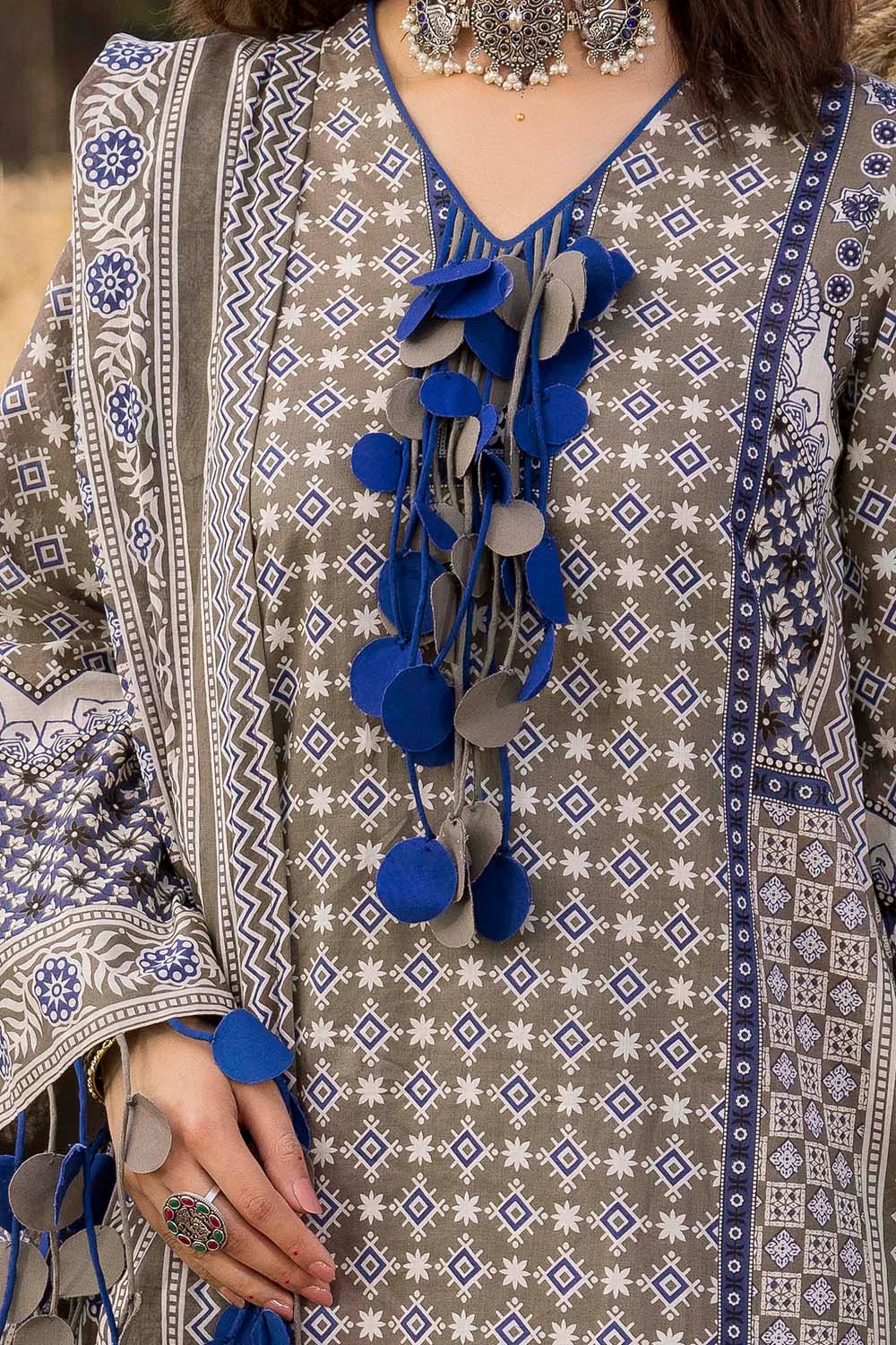 Pakistani Ajrak by Gul Ahmed Printed Unstitched Lawn Three Piece - Hemp