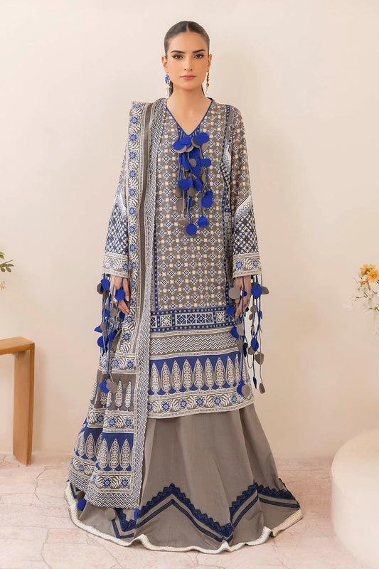 Pakistani Ajrak by Gul Ahmed Printed Unstitched Lawn Three Piece - Hemp