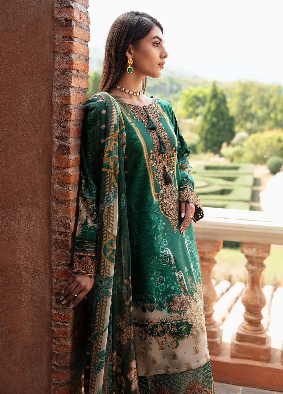 Pakistani Gulaal Embroidered Luxury Lawn Unstitched Three Piece - Ayse