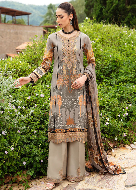 Pakistani Gulaal Embroidered Luxury Lawn Unstitched Three Piece - Amirat